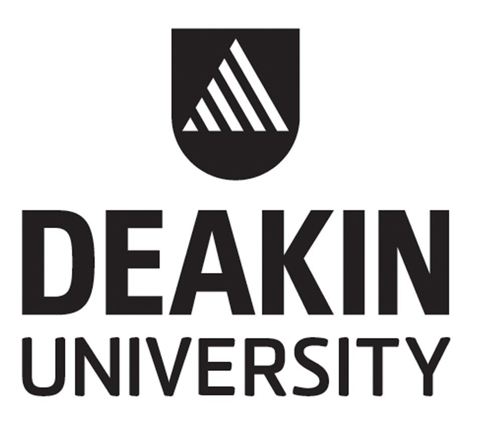 Deakin University business logo, black font on white background.